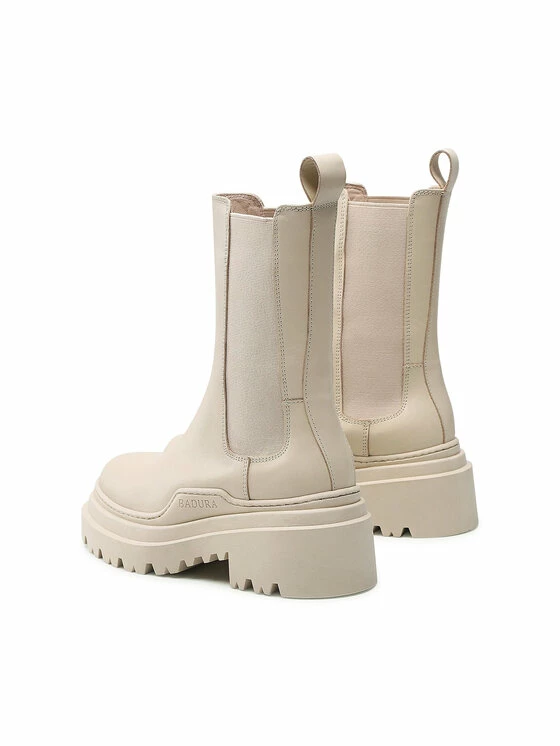 Εξοδος ❤️ Badura Γυναίκες Biker Μποτάκια Μποτάκια με λάστιχο 2131 Μπεζ 🎁 - Image 3