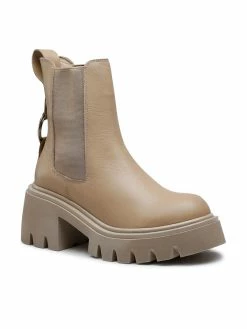 Ολοκαίνουργιο 😍 Badura Γυναίκες Biker Μποτάκια Μποτάκια 8108 Μπεζ 😉