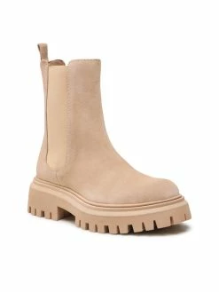 Flash Sale 👏 Badura Γυναίκες Biker Μποτάκια Μποτάκια με λάστιχο RST-LONDRA-01 Μπεζ ✔️