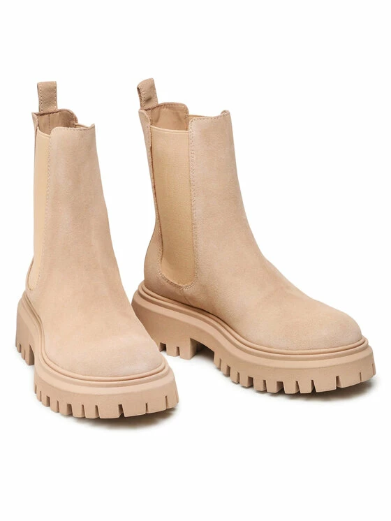 Flash Sale 👏 Badura Γυναίκες Biker Μποτάκια Μποτάκια με λάστιχο RST-LONDRA-01 Μπεζ ✔️ - Image 5